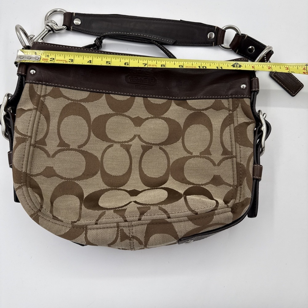 Coach Vintage 2009 Zoe Signature Brown Canvas/Leather Trim Buckle Hobo bag - Picture 6 of 14
